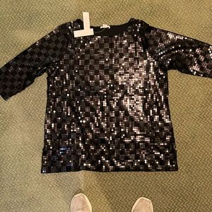 Joan Vass 3x black sequined tunic new with tags .